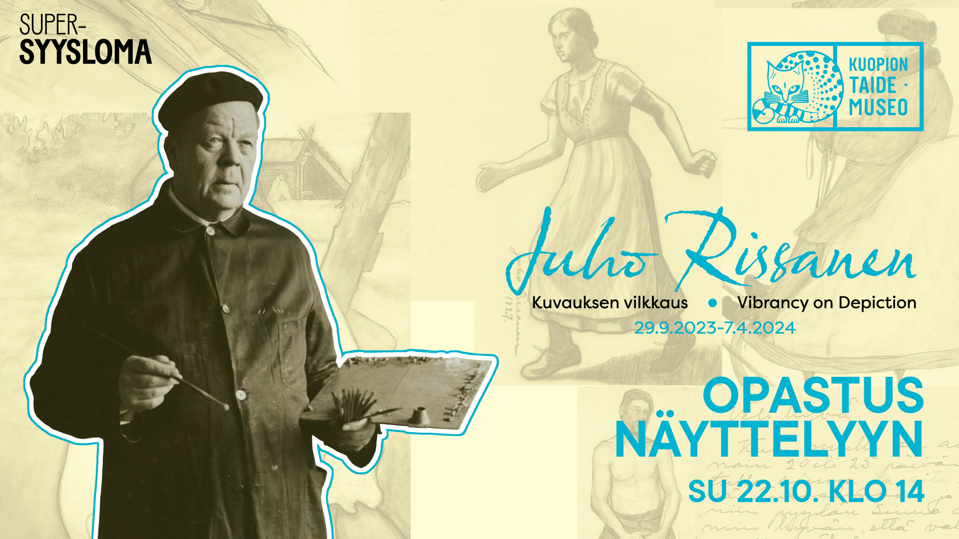 Kuopion taidemuseo Juho Rissanen Kuvauksen vilkkaus – Vibrancy on Depiction 29.9.2023-7.4.2024 Opastus näyttelyyn Su 22.10.klo 14 Supersyysloma